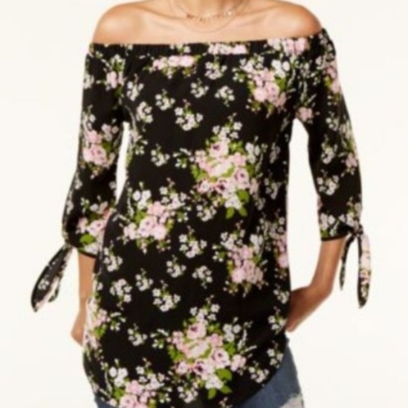 Miss Chievous Tops - Miss Chievous Floral-Print Off-The Shoulder Top L